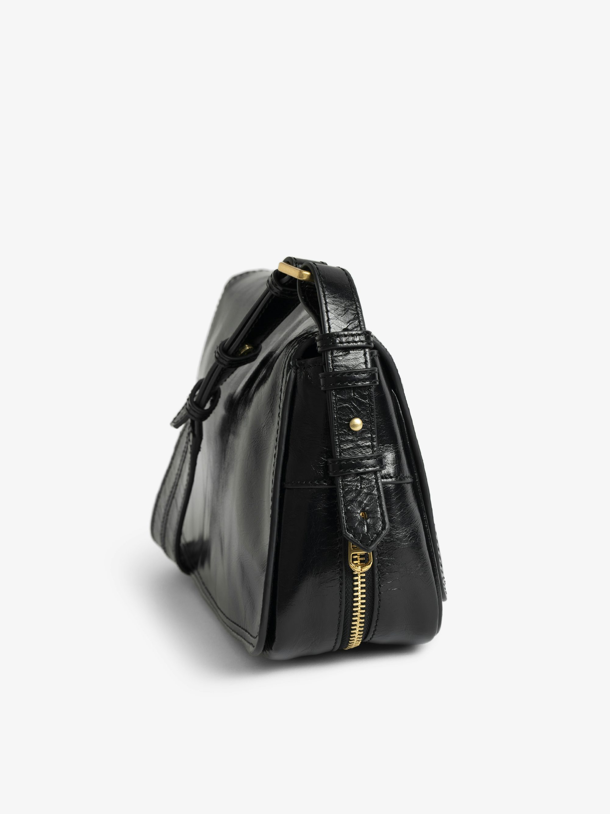 Le Zouzou Vintage Patent Bag - Small vintage effect patent leather bag with adjustable shoulder strap and signature wings.